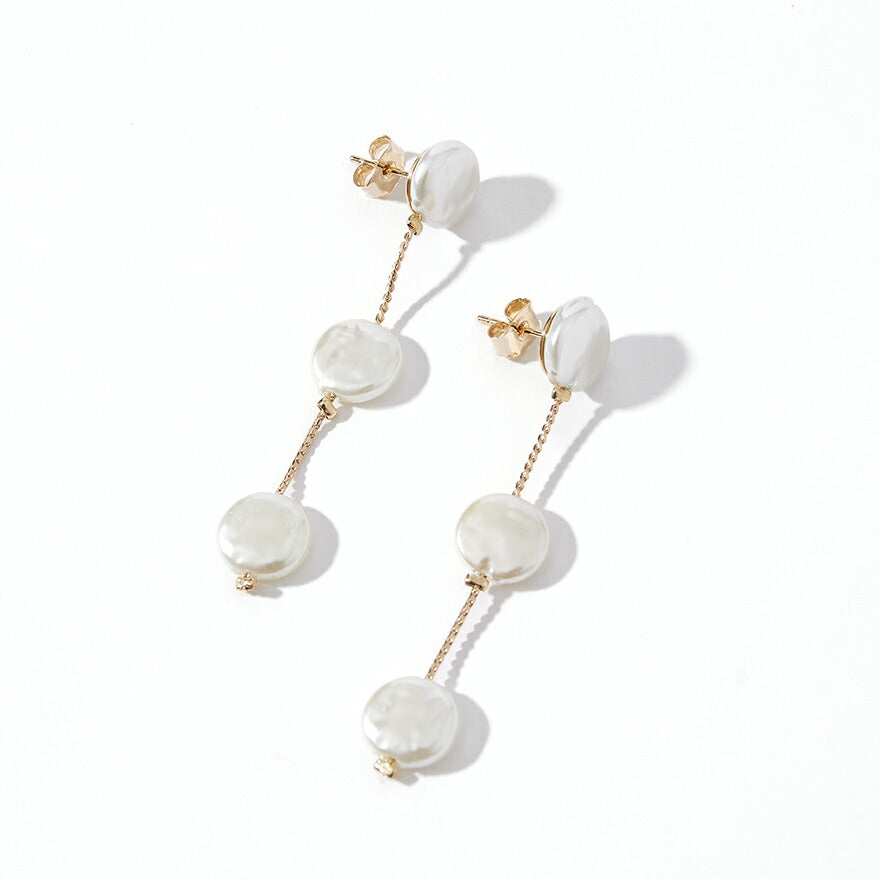 パール ピアス イヤリング 結婚式 アクセサリー 揺れる ぶら下がり レディース パーティー/フラット/セット可能/お呼ばれ/ ゴールド パーティードレス通販TwinkleGirls