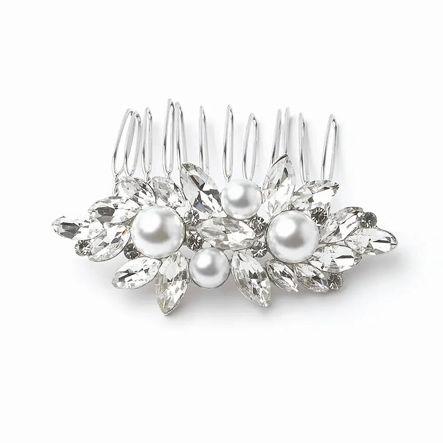 コームパール結婚式ヘアアクセサリーアクセサリーゲストパーティービジューヘアピンヘアアクセシルバーお呼ばれ二次会