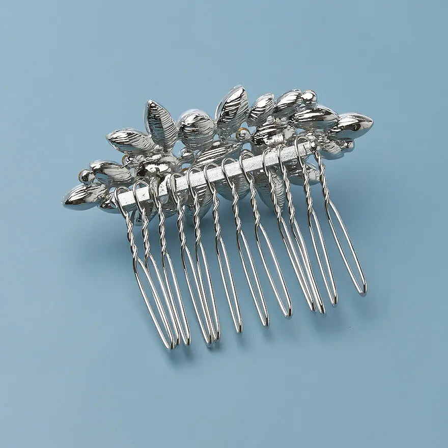 コームパール結婚式ヘアアクセサリーアクセサリーゲストパーティービジューヘアピンヘアアクセシルバーお呼ばれ二次会