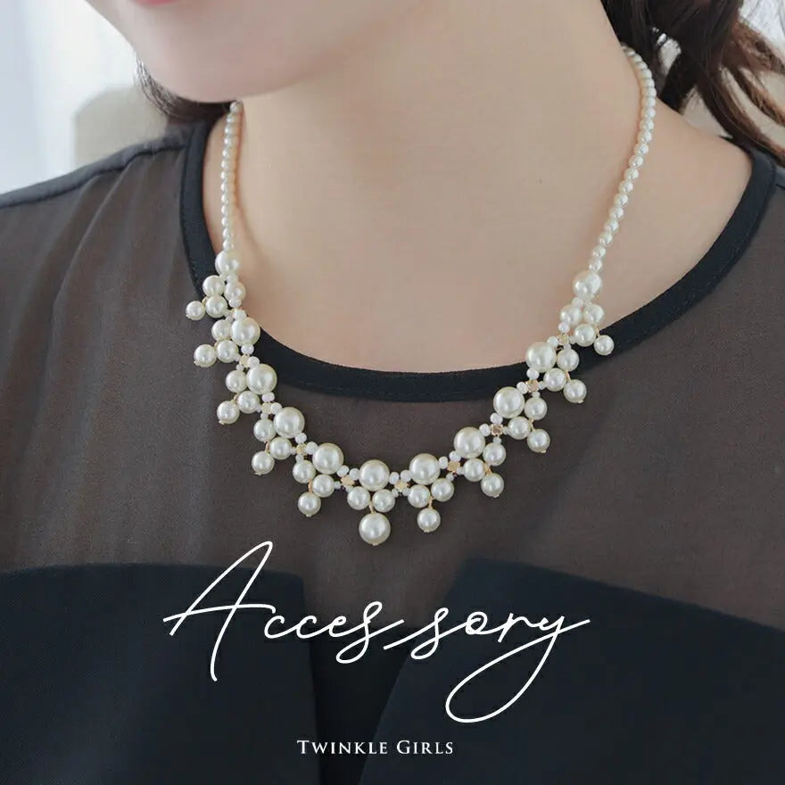 ネックレス パール 結婚式 アクセサリー パーティー レディース 50cm ウェディング シンプル ボリューム ショート