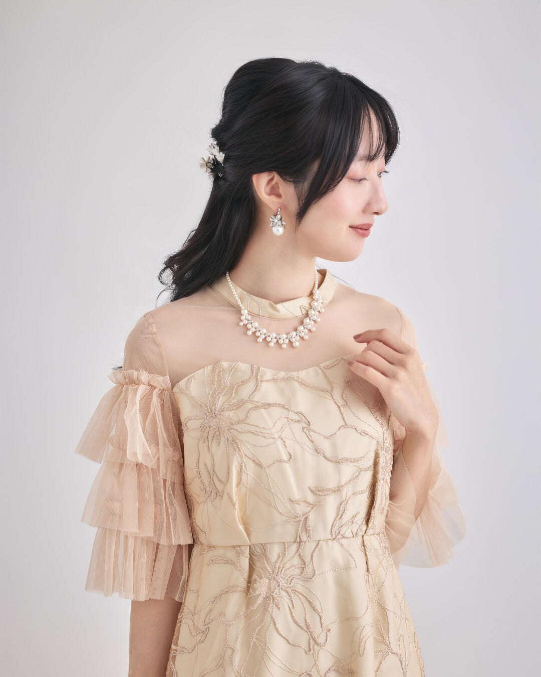 ネックレス結婚式パールアクセサリーパーティーゴージャスショートレディース2連50cm2WAYウェディングシンプルボリュームパールネックレス