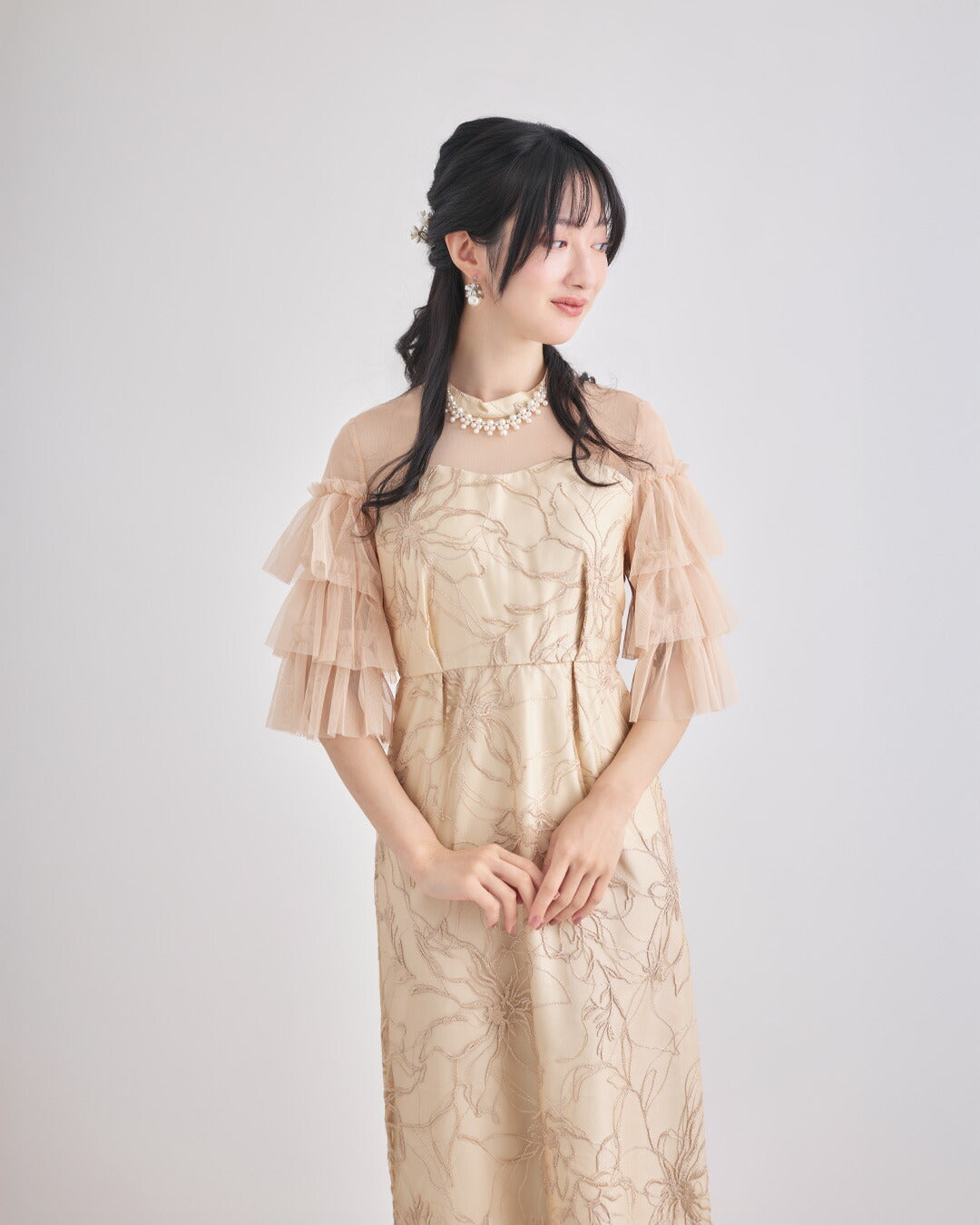 ネックレス結婚式パールアクセサリーパーティーゴージャスショートレディース2連50cm2WAYウェディングシンプルボリュームパールネックレス