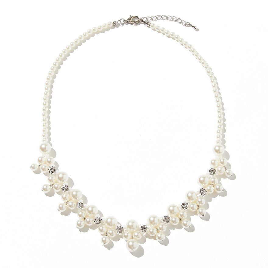 ネックレス結婚式パールアクセサリーパーティーゴージャスショートレディース2連50cm2WAYウェディングシンプルボリュームパールネックレス