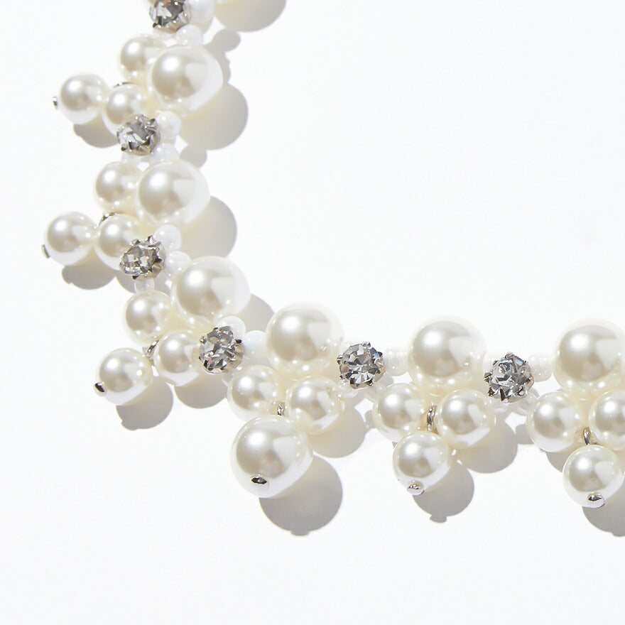 ネックレス結婚式パールアクセサリーパーティーゴージャスショートレディース2連50cm2WAYウェディングシンプルボリュームパールネックレス