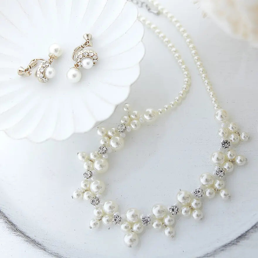 ネックレス結婚式パールアクセサリーパーティーゴージャスショートレディース2連50cm2WAYウェディングシンプルボリュームパールネックレス