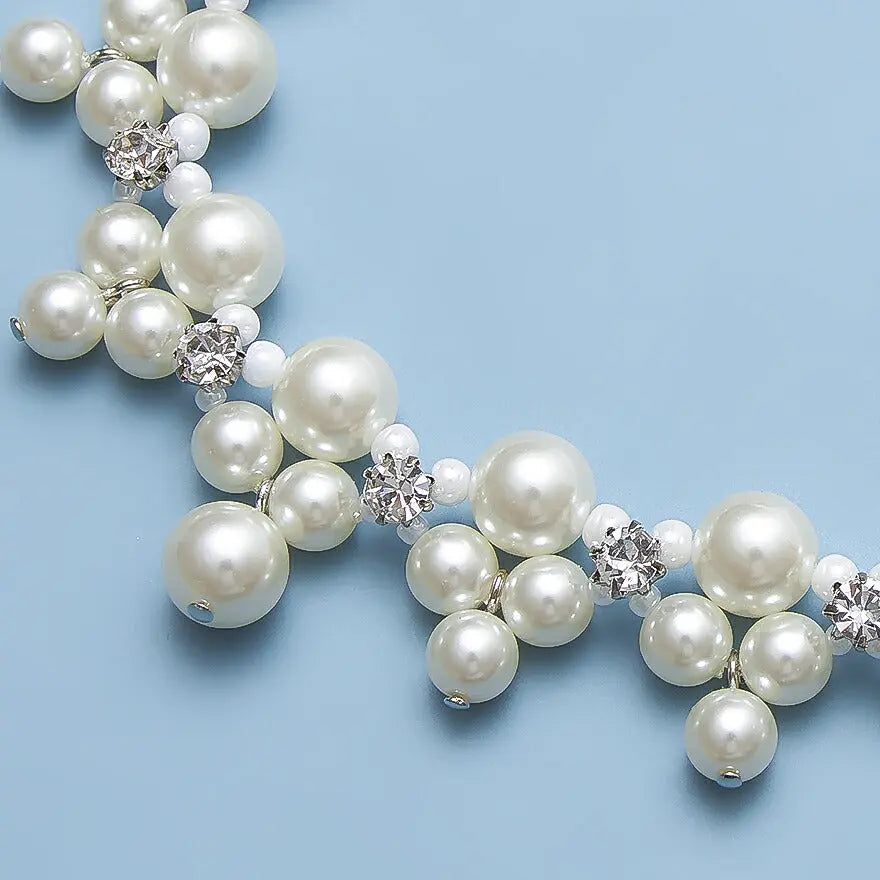 ネックレス結婚式パールアクセサリーパーティーゴージャスショートレディース2連50cm2WAYウェディングシンプルボリュームパールネックレス