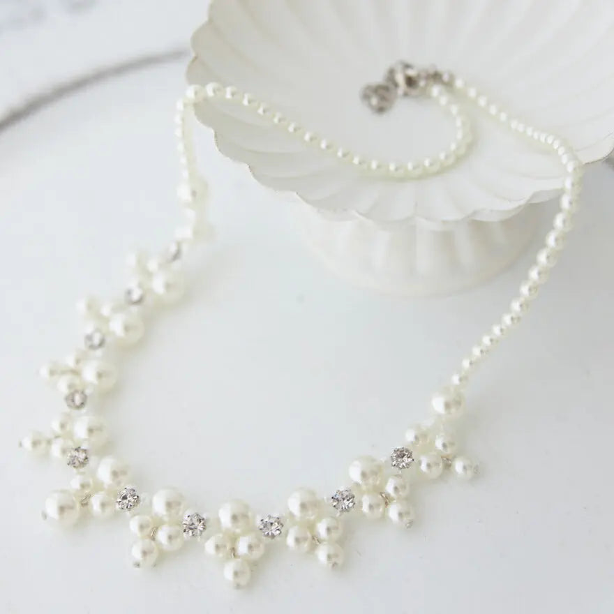 ネックレス結婚式パールアクセサリーパーティーゴージャスショートレディース2連50cm2WAYウェディングシンプルボリュームパールネックレス
