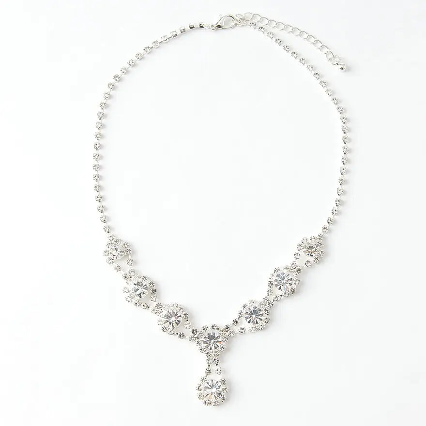 ネックレス結婚式お呼ばれアクセサリーセットパーティイヤリングとネックレスセット秋冬ラインストーン