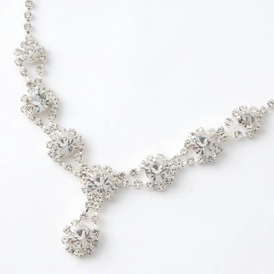 ネックレス結婚式お呼ばれアクセサリーセットパーティイヤリングとネックレスセット秋冬ラインストーン