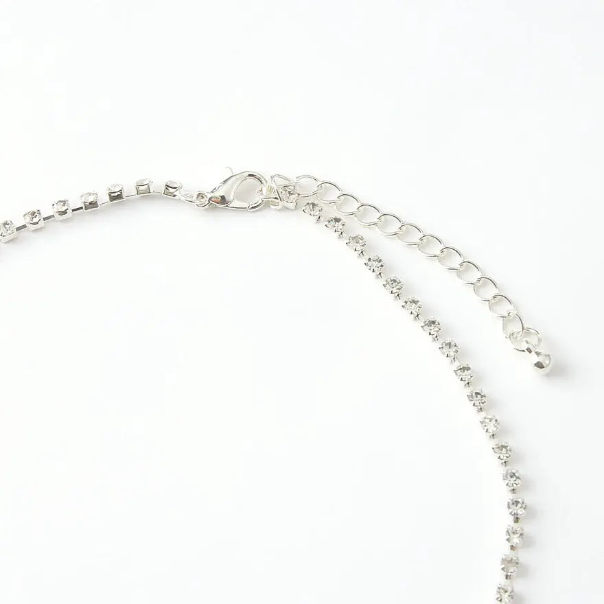 ネックレス結婚式お呼ばれアクセサリーセットパーティイヤリングとネックレスセット秋冬ラインストーン