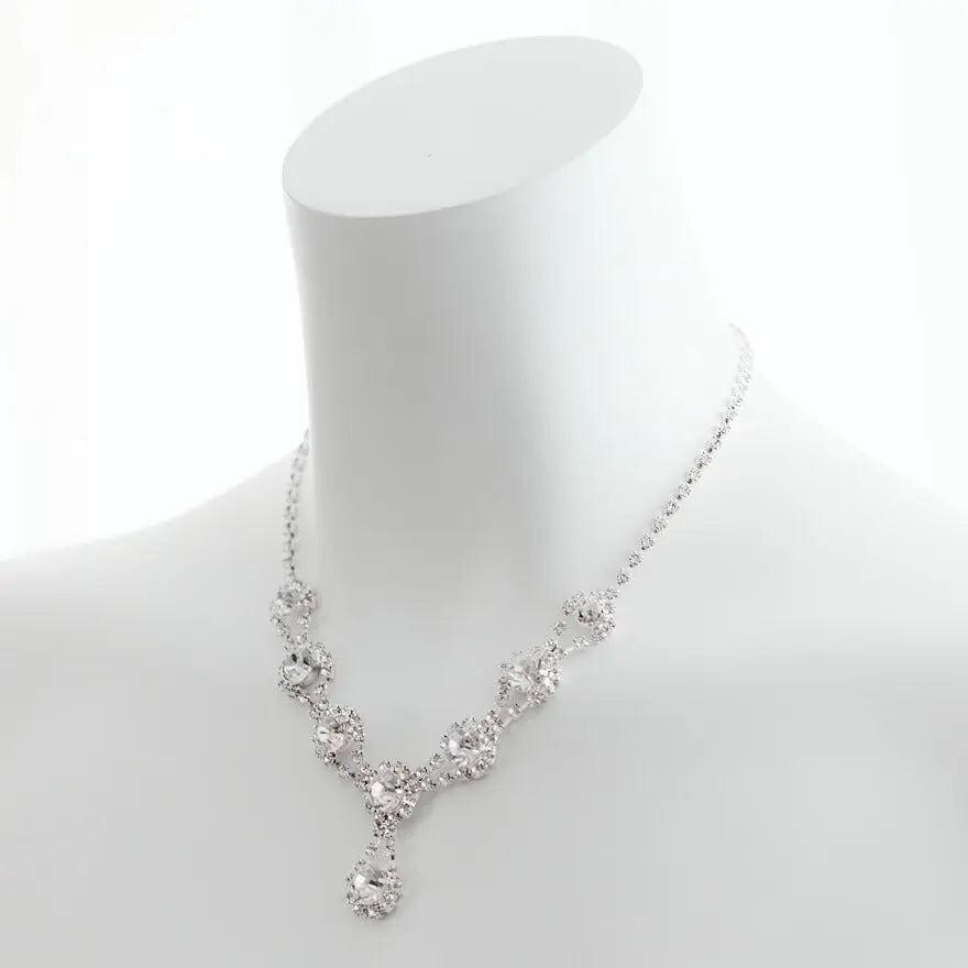 ネックレス結婚式お呼ばれアクセサリーセットパーティイヤリングとネックレスセット秋冬ラインストーン