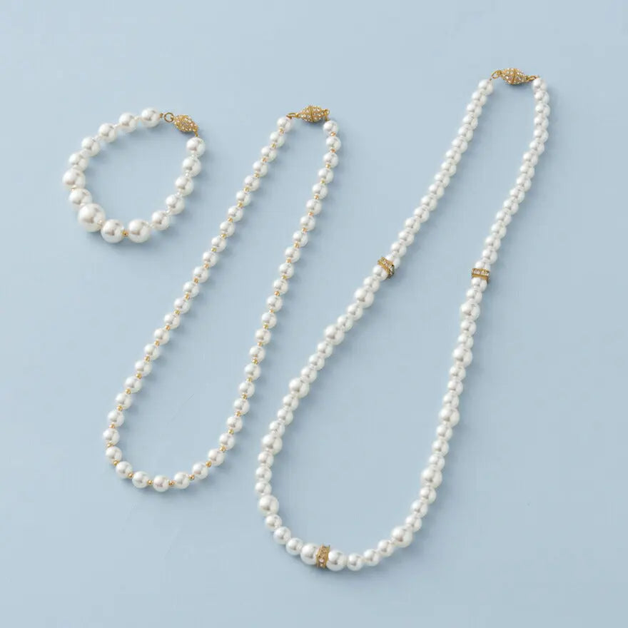 ネックレス結婚式パールアクセサリーパーティーゴージャスショートレディース2連50cm2WAYウェディングシンプルボリュームパールネックレス