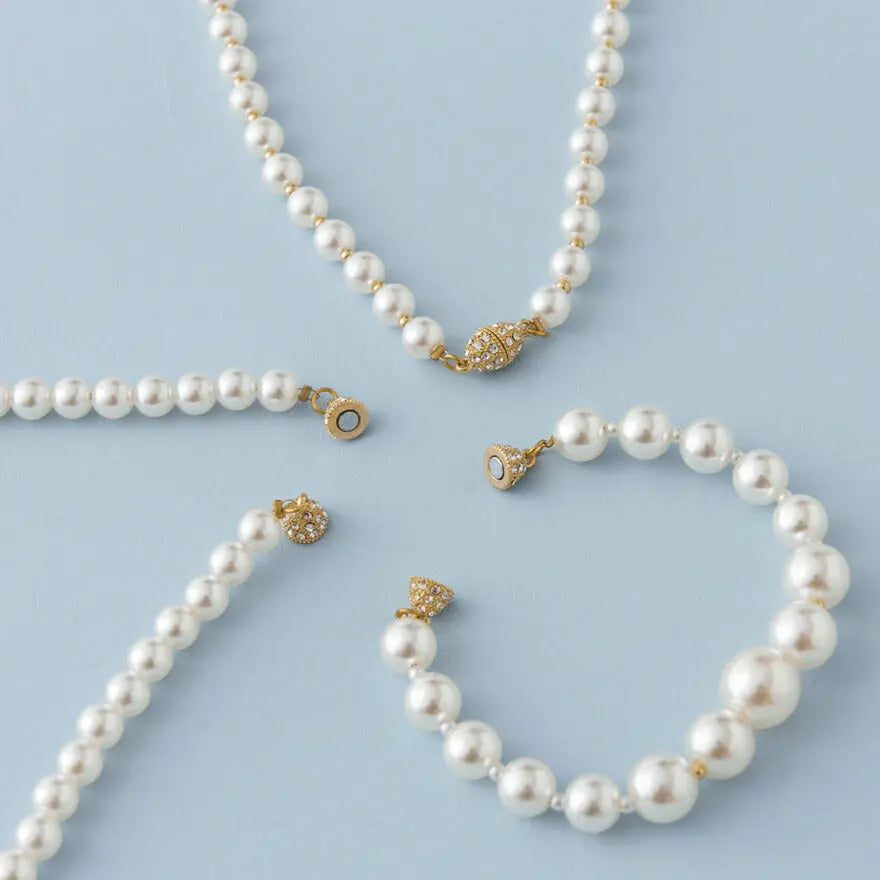 ネックレス結婚式パールアクセサリーパーティーゴージャスショートレディース2連50cm2WAYウェディングシンプルボリュームパールネックレス