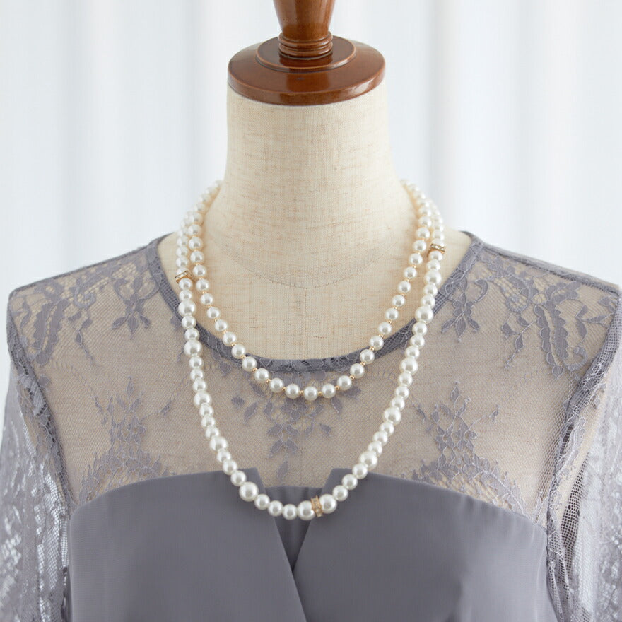 【30%OFFクーポンで2695円】ネックレス結婚式ロングマルチウェイパールアクセサリーマグネットパーティーゴージャスショートレディースチェーンウェディングシンプルボリュームパールネックレス
