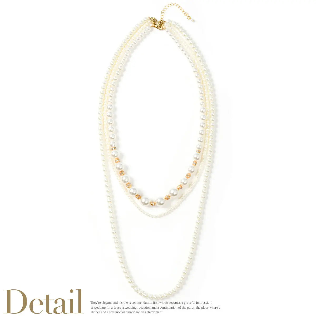 結婚式アクセサリーパールイミテーションパール二次会お呼ばれパーティーアクセ三連ネックレスパールネックレスロングパールネックレスロングネックレス