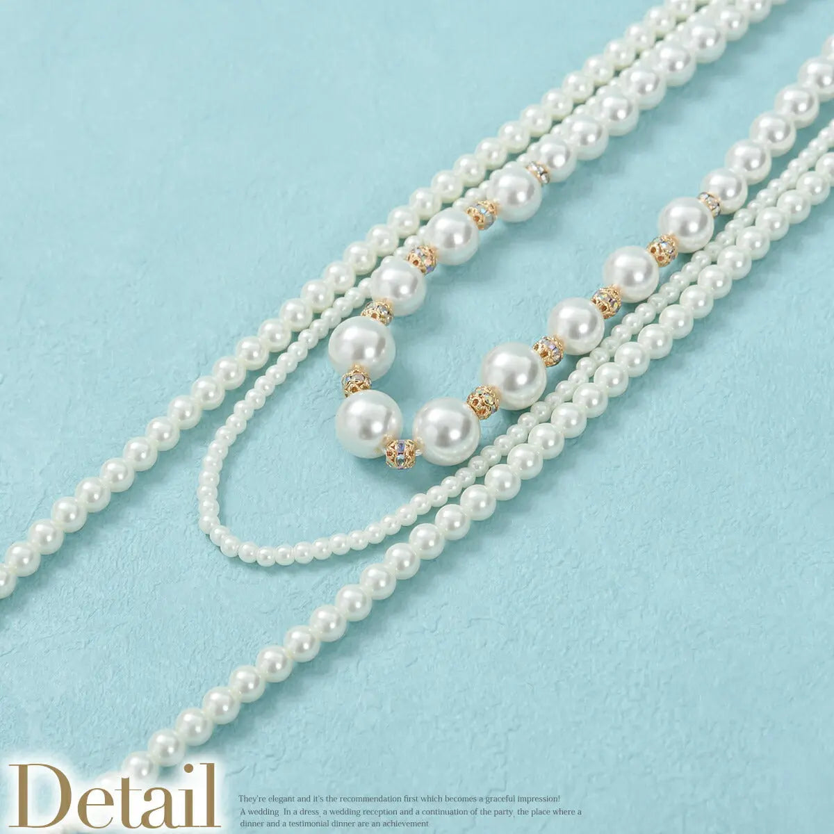 結婚式アクセサリーパールイミテーションパール二次会お呼ばれパーティーアクセ三連ネックレスパールネックレスロングパールネックレスロングネックレス