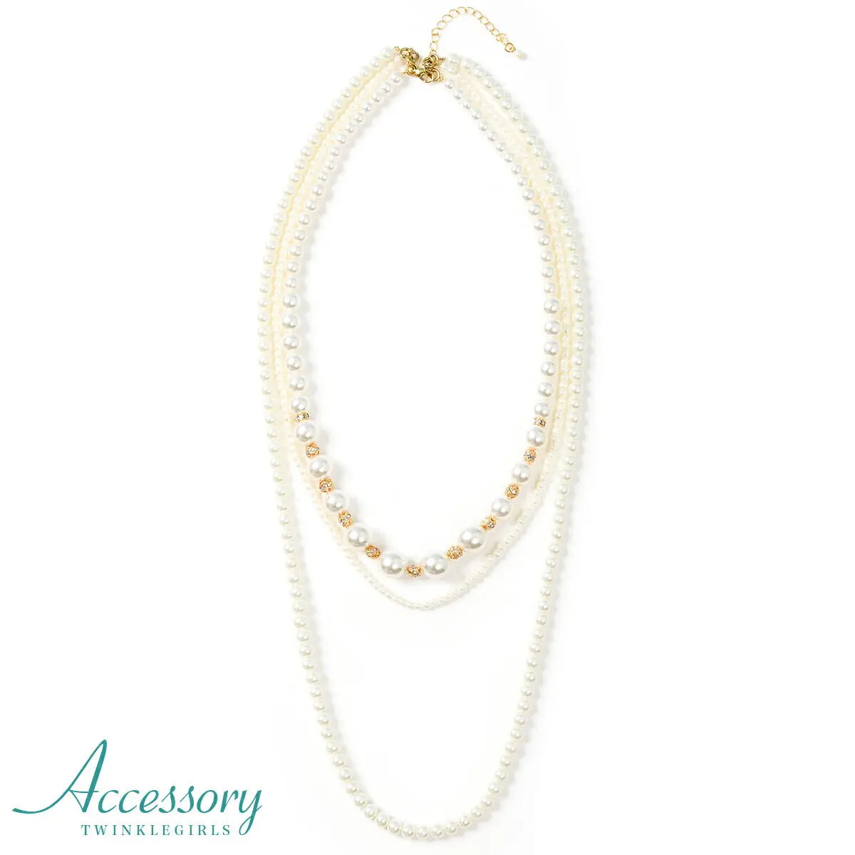 結婚式 アクセサリー パール イミテーションパール 二次会 お呼ばれ パーティー アクセ 三連 ネックレス パールネックレス ロングパールネックレス ロングネックレス パーティードレス通販TwinkleGIrls