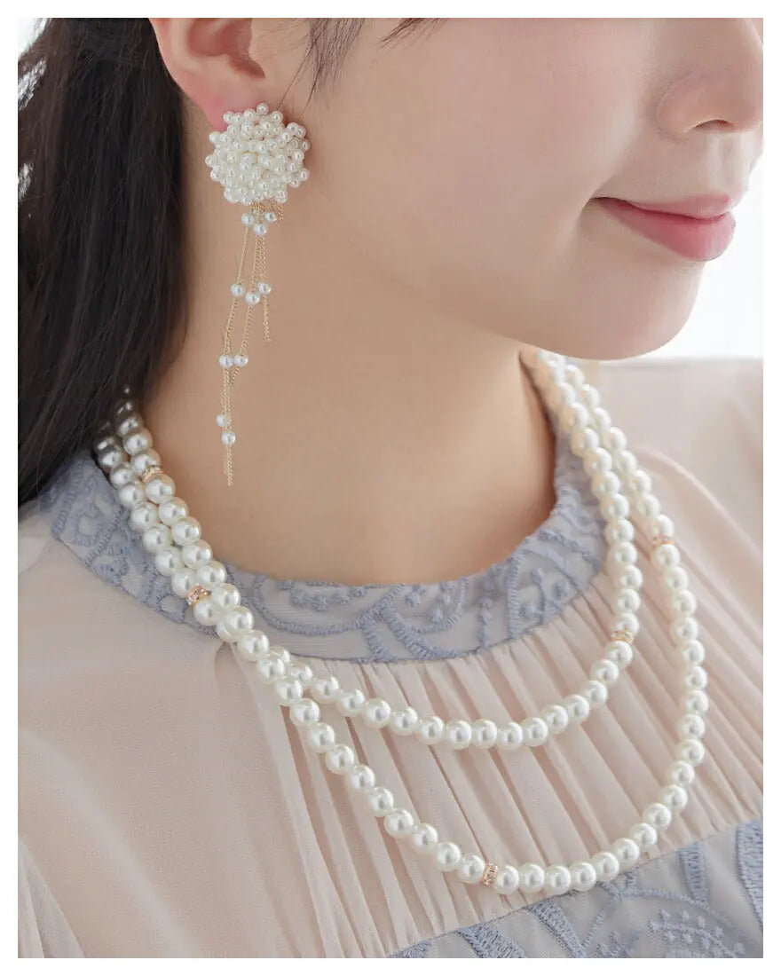 ネックレス結婚式パールアクセサリーロング長めパーティーシンプルレディース2連100cm2WAYウェディングパールネックレス