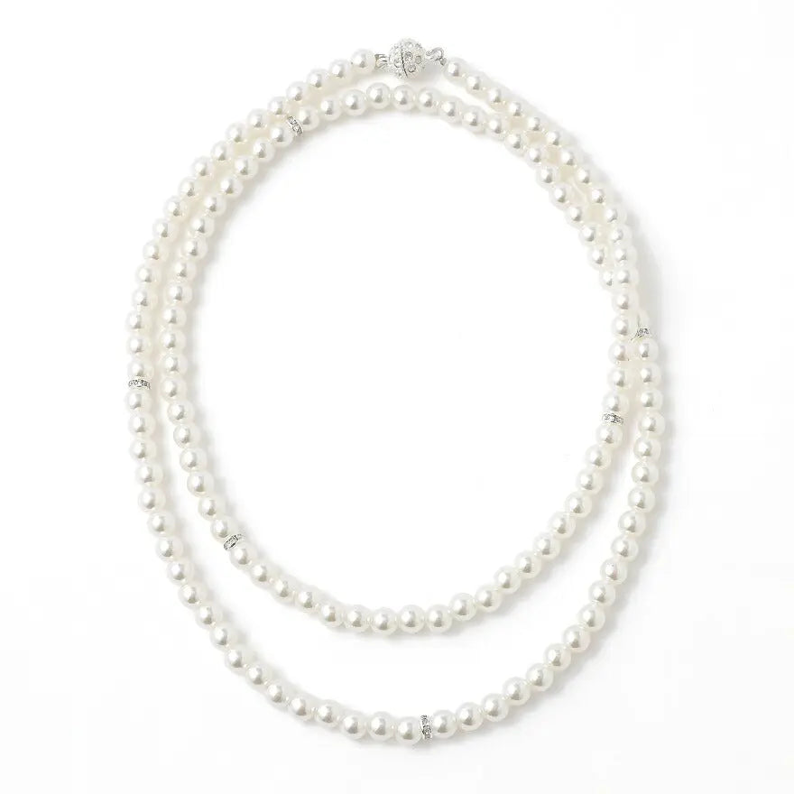 ネックレス結婚式パールアクセサリーロング長めパーティーシンプルレディース2連100cm2WAYウェディングパールネックレス
