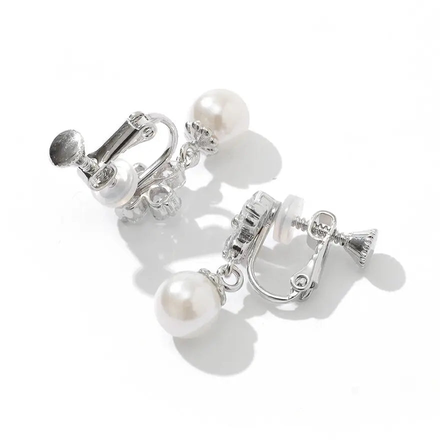 イヤリングピアス結婚式パールアクセサリー大ぶり揺れるゲストウェディングフラワー花パーティーゴールド/シルバー和装花嫁ボリュームお呼ばれ二次会