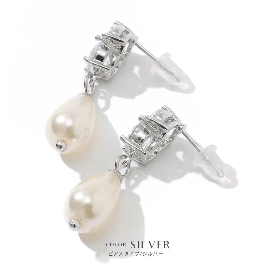 イヤリングピアス結婚式パールアクセサリー大ぶり揺れるゲストウェディングドロップパーティーゴールド/シルバー和装花嫁ボリュームお呼ばれ二次会