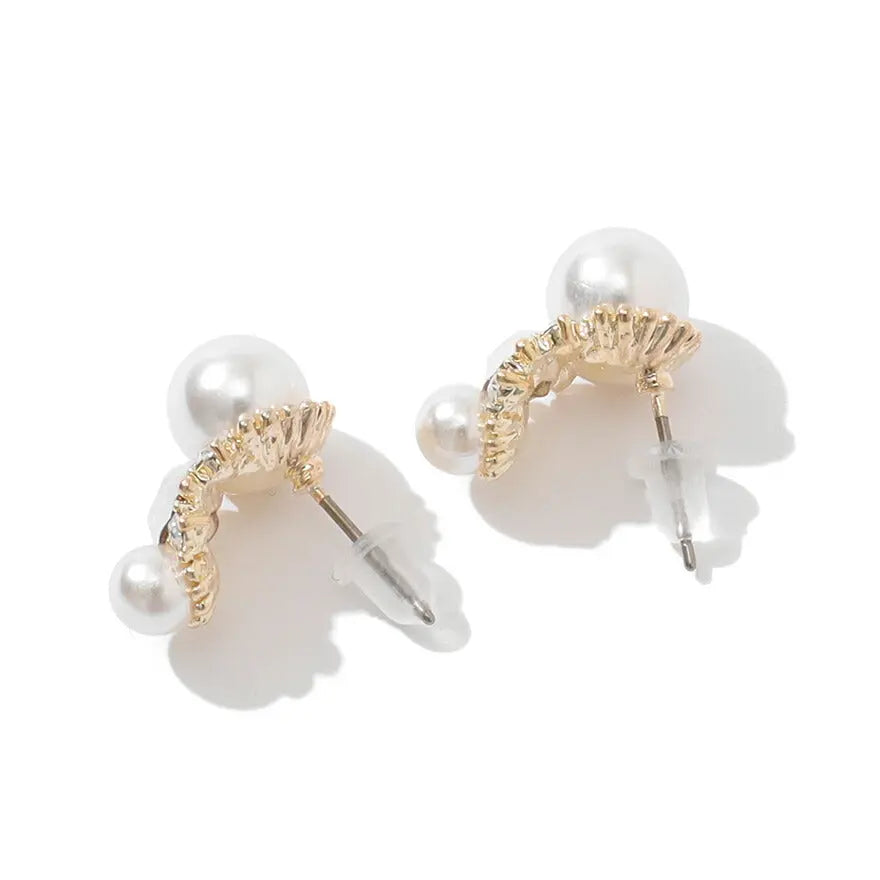 イヤリングピアス結婚式ストーンアクセサリー大ぶり花乳白色透明感ミニマルゲストウェディングビジューパーティーゴールド和装花嫁ボリュームお呼ばれ二次会