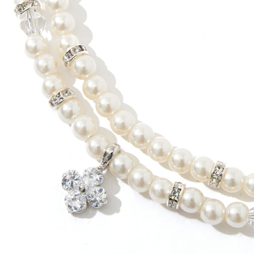 2連パールロンデルネックレスネックレスパール結婚式アクセサリーフォーマルパーティーレディースウェディングシンプルボリュームショート