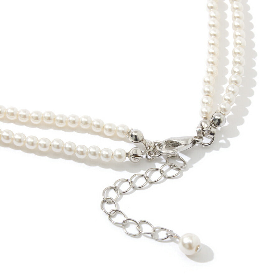 2連パールロンデルネックレスネックレスパール結婚式アクセサリーフォーマルパーティーレディースウェディングシンプルボリュームショート