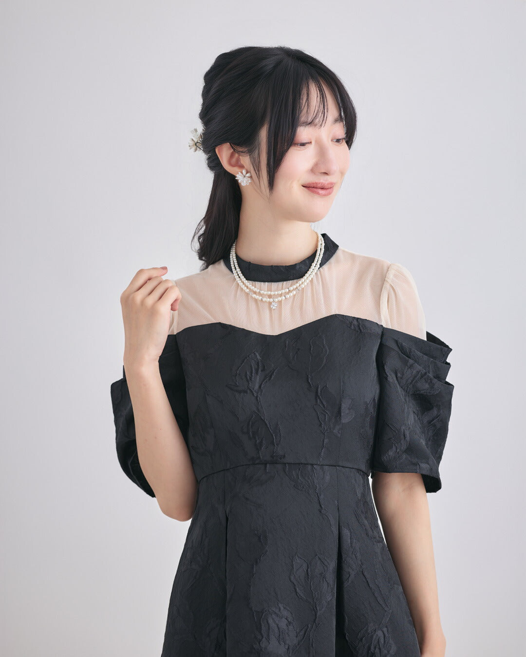 ネックレス結婚式パールアクセサリーパーティーゴージャスショートレディース2連50cm2WAYウェディングシンプルボリュームパールネックレス