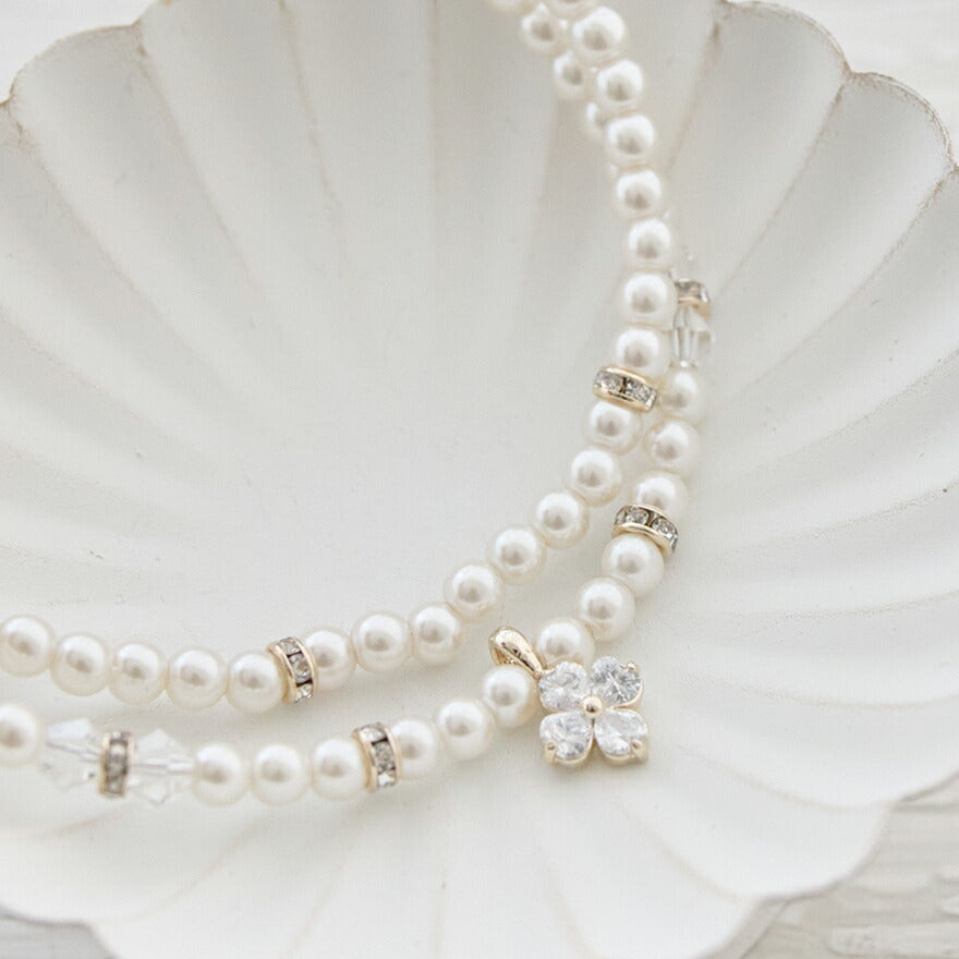 ネックレス結婚式パールアクセサリーパーティーゴージャスショートレディース2連50cm2WAYウェディングシンプルボリュームパールネックレス