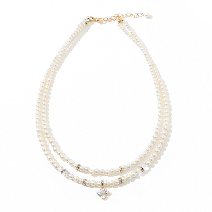 2連パールロンデルネックレス ネックレス パール 結婚式 アクセサリー フォーマル パーティー レディース ウェディング シンプル ボリューム ショート パーティードレス通販TwinkleGirls