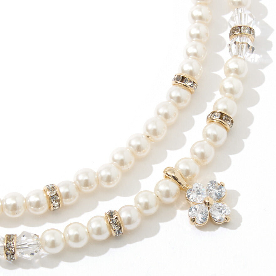 ネックレス結婚式パールアクセサリーパーティーゴージャスショートレディース2連50cm2WAYウェディングシンプルボリュームパールネックレス