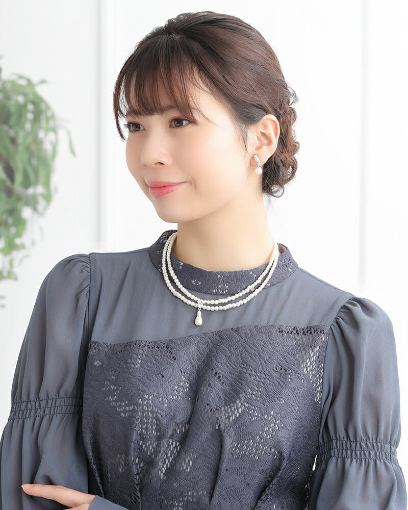 2連パールロンデルネックレス ネックレス パール 結婚式 アクセサリー フォーマル パーティー レディース ウェディング シンプル ボリューム ショート