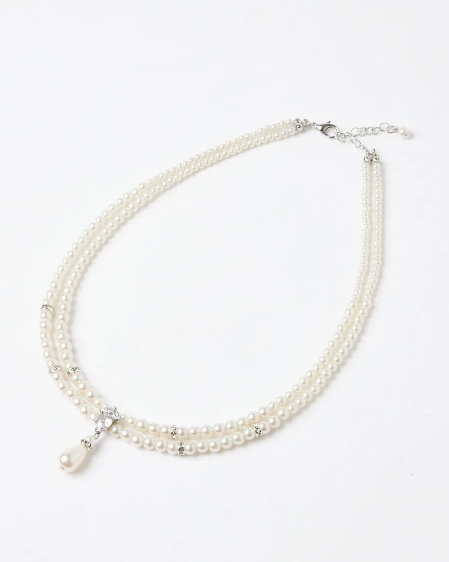 ネックレス結婚式パールアクセサリーパーティーゴージャスショートレディース2連50cm2WAYウェディングシンプルボリュームパールネックレス