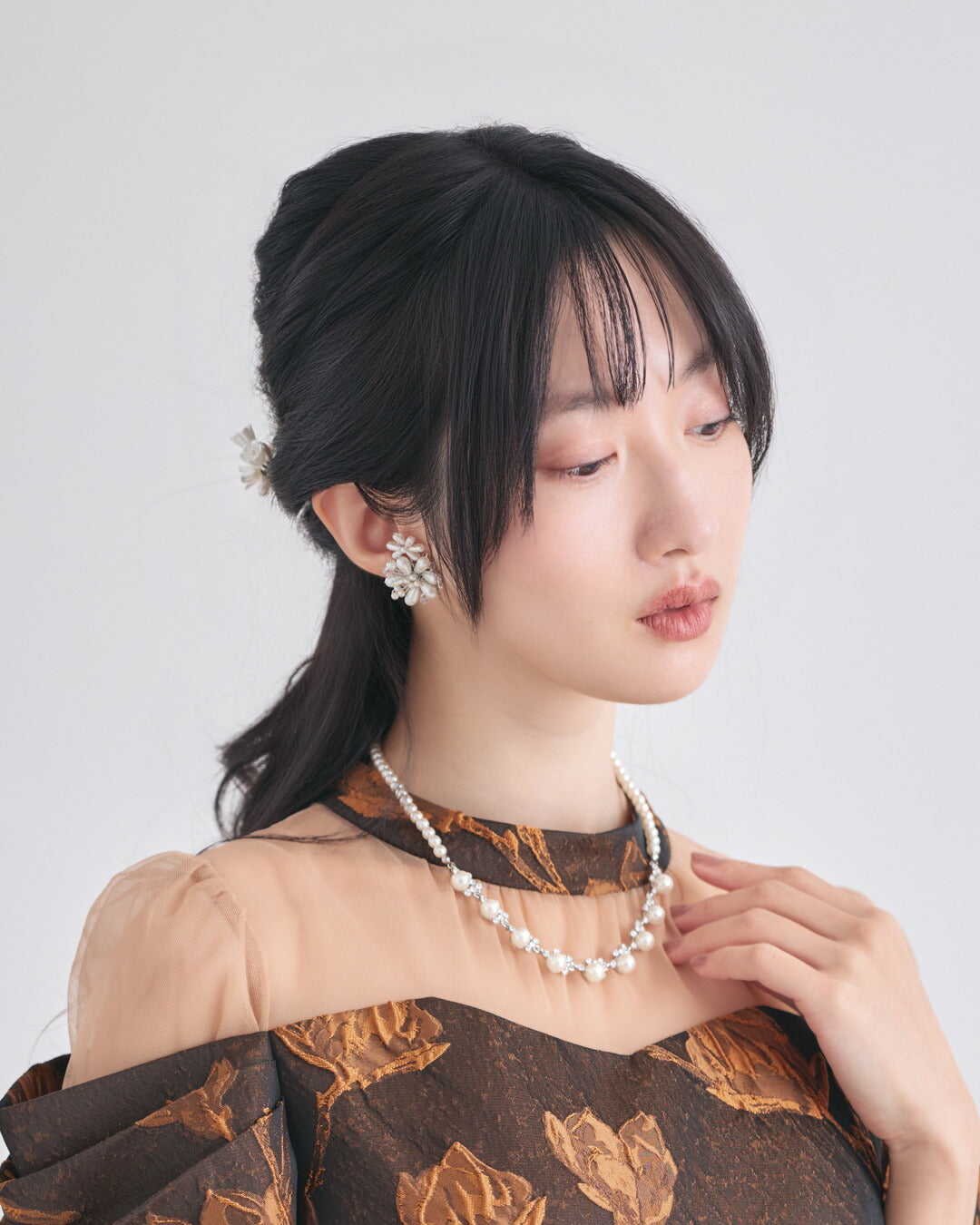 ネックレス結婚式パールアクセサリーパーティーゴージャスショートレディース2連50cm2WAYウェディングシンプルボリュームパールネックレス