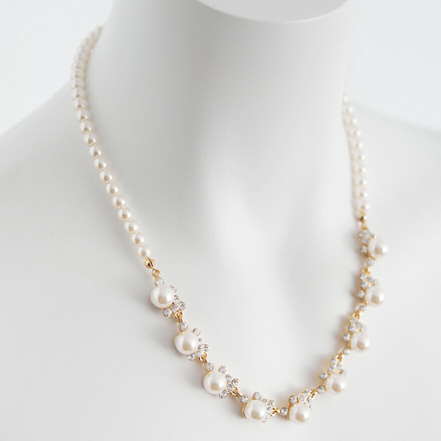 ネックレス結婚式パールアクセサリーパーティーゴージャスショートレディース2連50cm2WAYウェディングシンプルボリュームパールネックレス