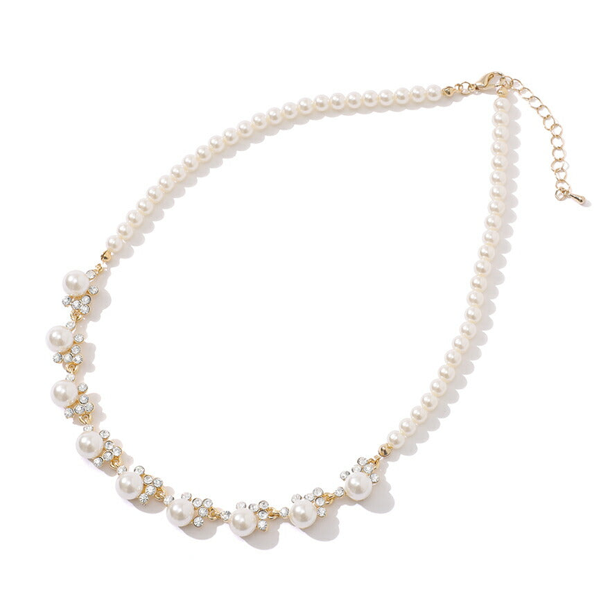 ネックレス結婚式パールアクセサリーパーティーゴージャスショートレディース2連50cm2WAYウェディングシンプルボリュームパールネックレス