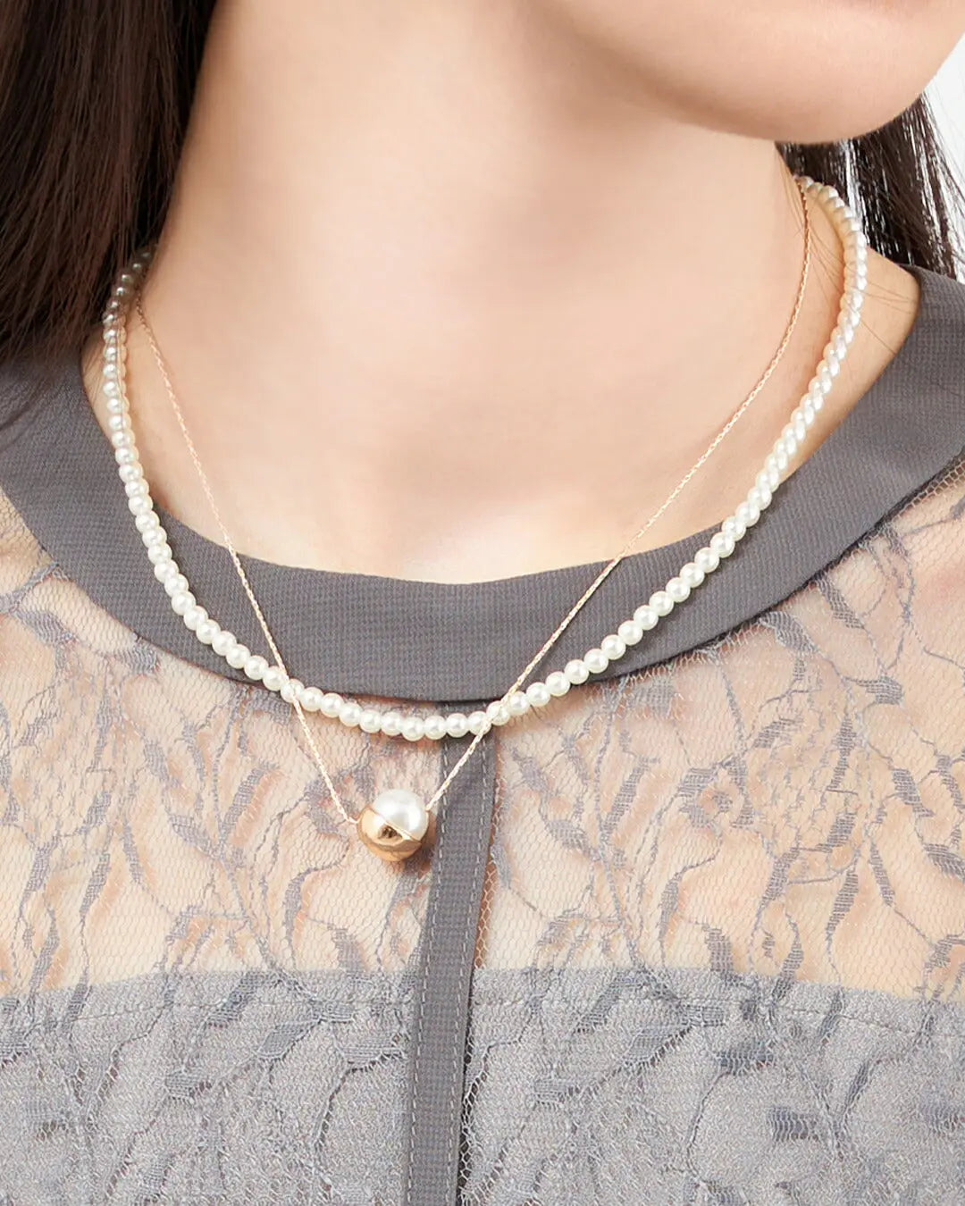 ネックレス結婚式パールアクセサリーパーティーゴージャスショートレディース2連50cm2WAYウェディングシンプルボリュームパールネックレス