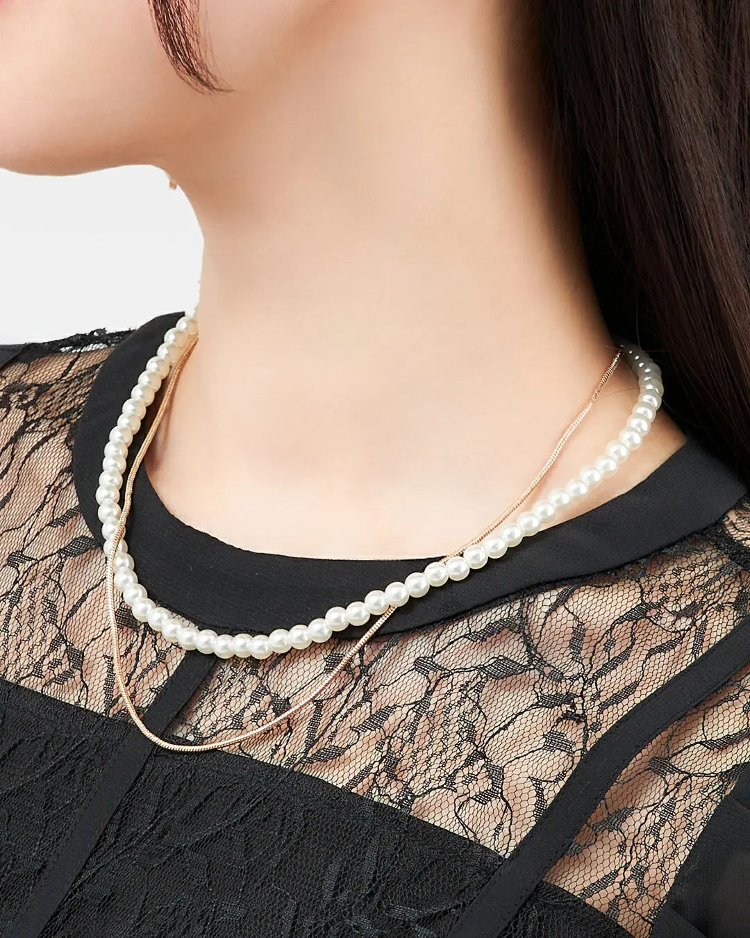 ネックレス結婚式パールアクセサリーパーティーゴージャスショートレディース2連50cm2WAYウェディングシンプルボリュームパールネックレス