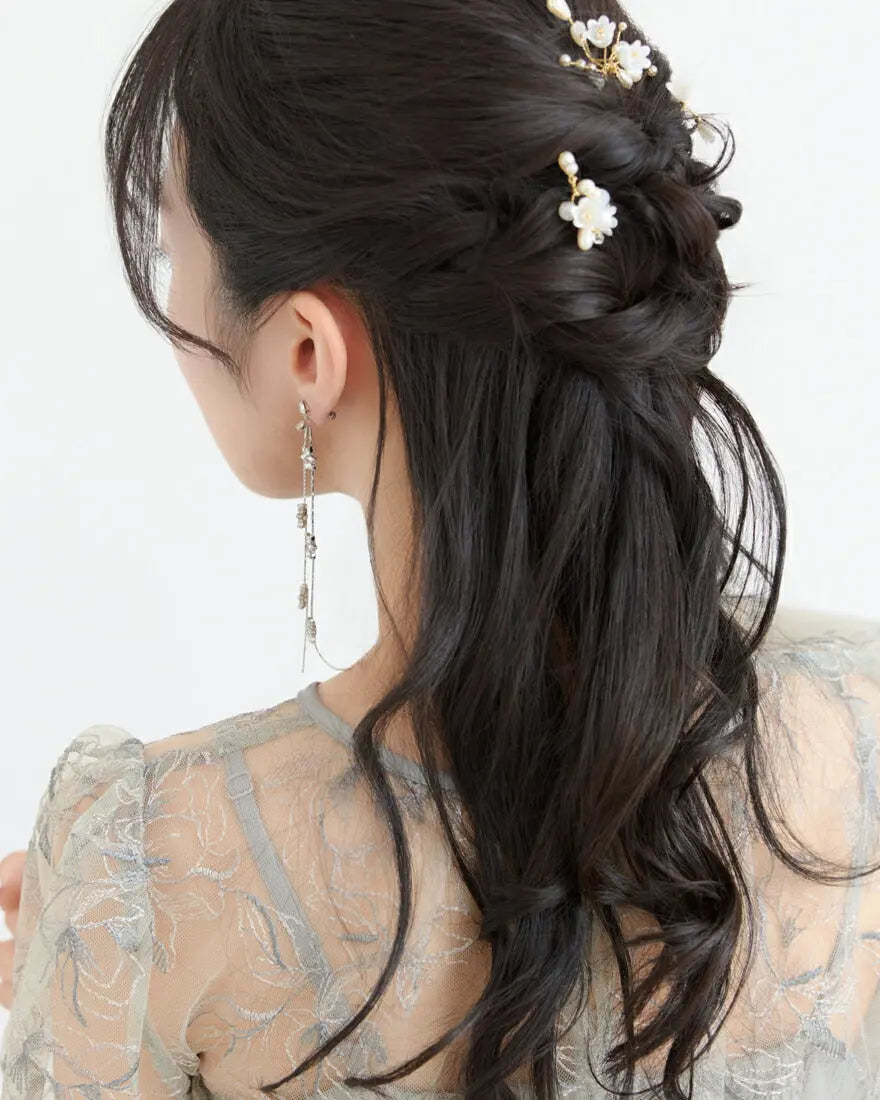 ヘアアクセサリー結婚式パールUピンアクセサリーヘアアクセサリーゲストパーティーヘアアクセゴールドお呼ばれ二次会