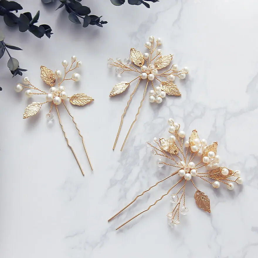 ヘアピンパール結婚式Uピンアクセサリーヘアアクセサリーゲストパーティーヘアピンヘアアクセゴールドお呼ばれ二次会