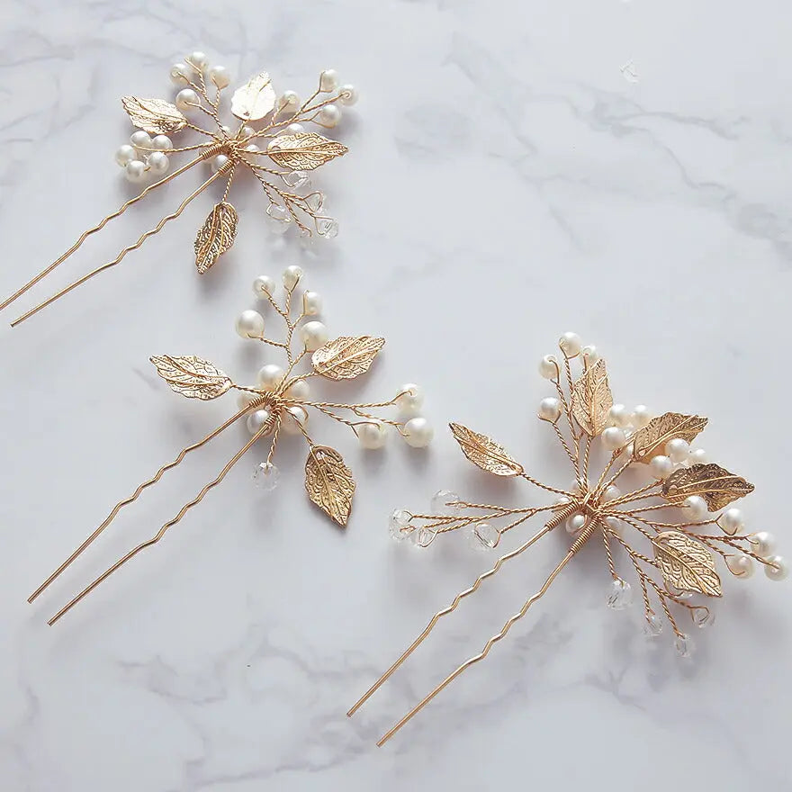 ヘアピンパール結婚式Uピンアクセサリーヘアアクセサリーゲストパーティーヘアピンヘアアクセゴールドお呼ばれ二次会