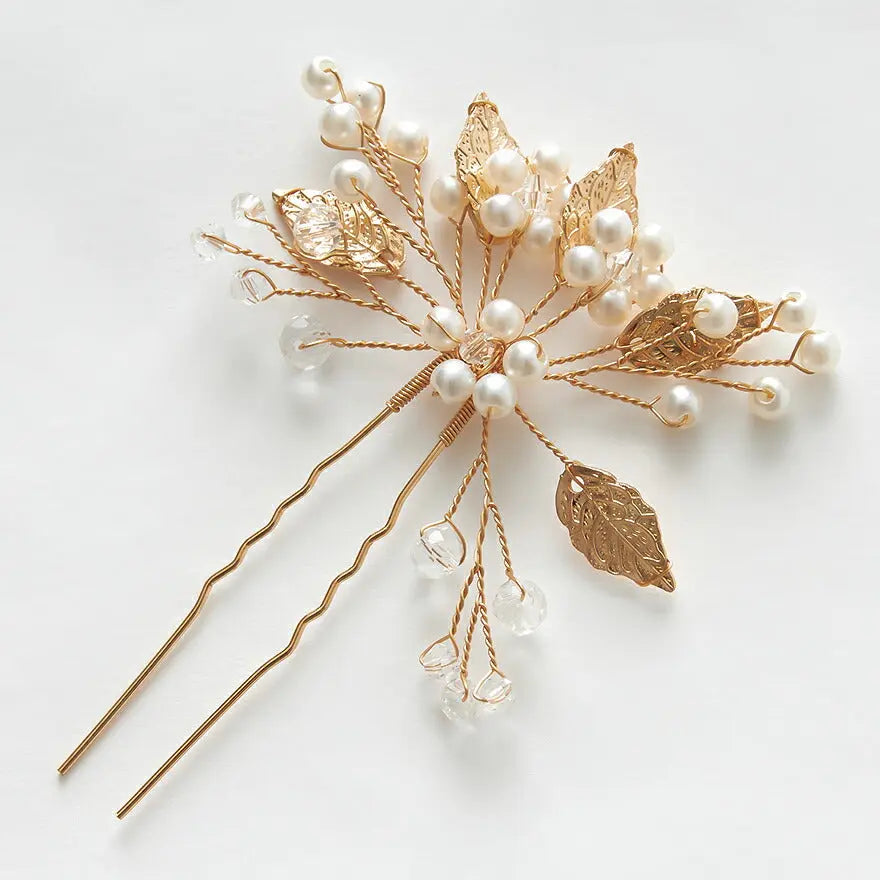 ヘアピンパール結婚式Uピンアクセサリーヘアアクセサリーゲストパーティーヘアピンヘアアクセゴールドお呼ばれ二次会