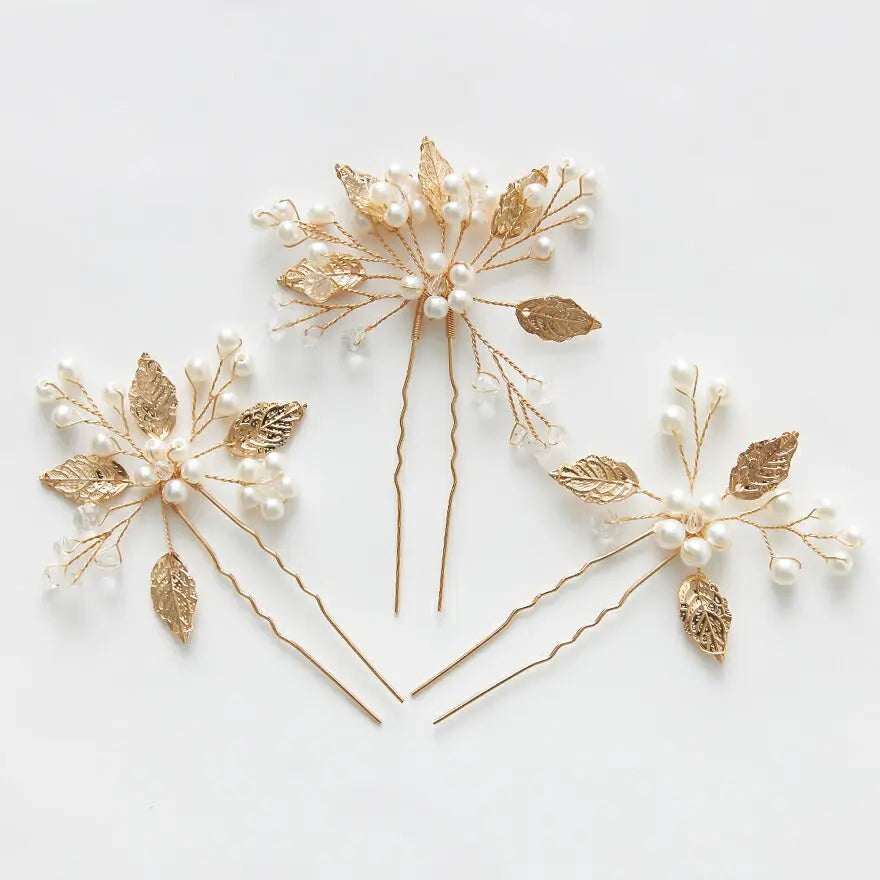 ヘアピンパール結婚式Uピンアクセサリーヘアアクセサリーゲストパーティーヘアピンヘアアクセゴールドお呼ばれ二次会