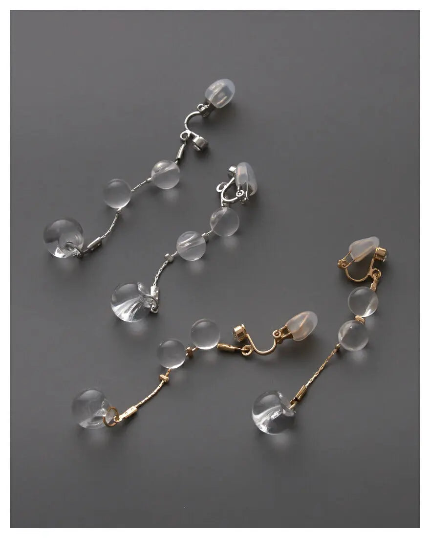 イヤリングピアス結婚式ストーンアクセサリー大ぶり花乳白色透明感ミニマルゲストウェディングビジューパーティーゴールド和装花嫁ボリュームお呼ばれ二次会