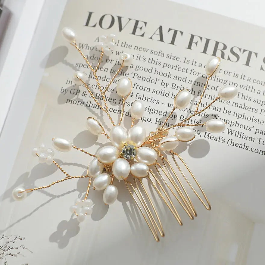 ヘアアクセサリー結婚式パールUピンアクセサリーヘアアクセサリーゲストパーティーヘアアクセゴールドお呼ばれ二次会