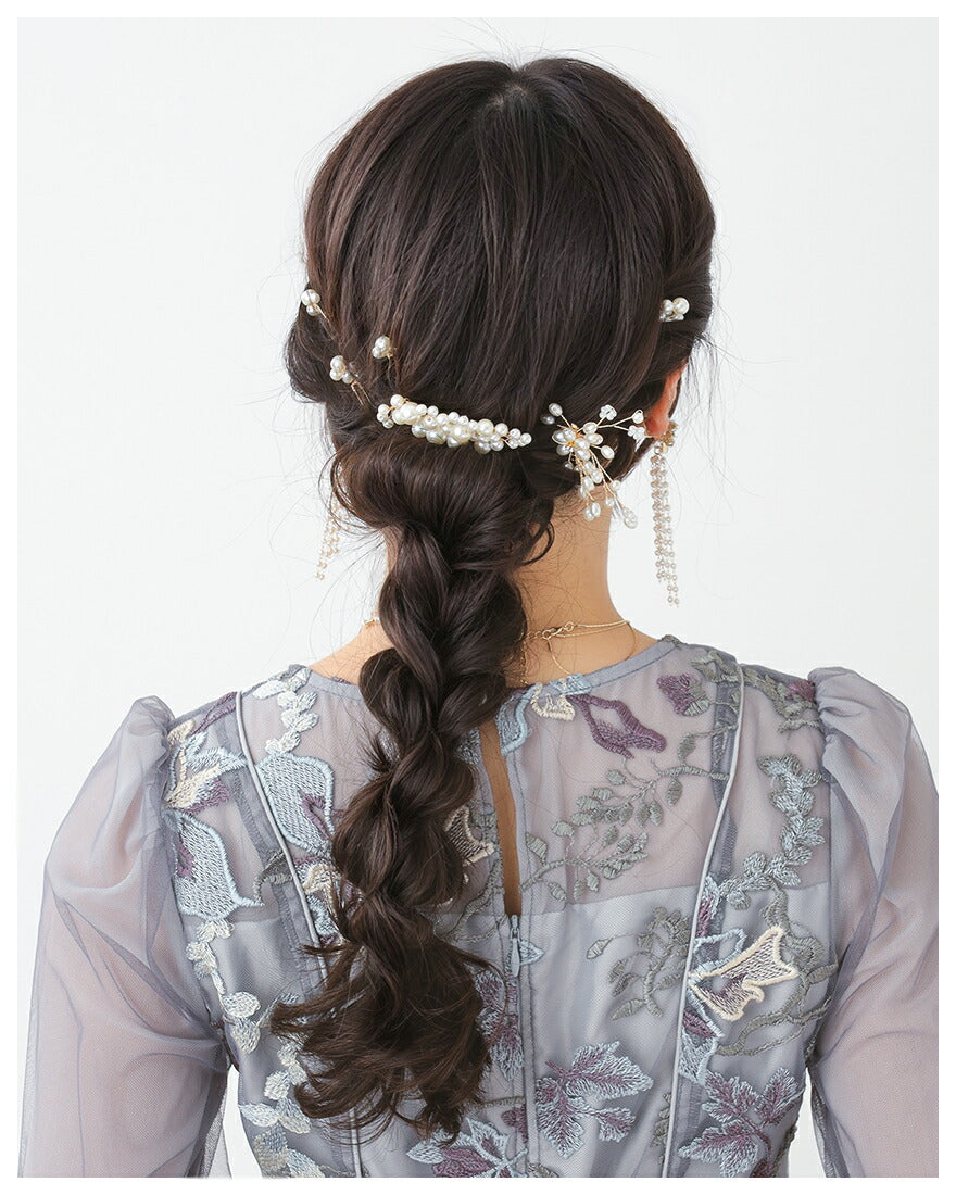 ヘアアクセサリー結婚式パールUピンアクセサリーヘアアクセサリーゲストパーティーヘアアクセゴールドお呼ばれ二次会