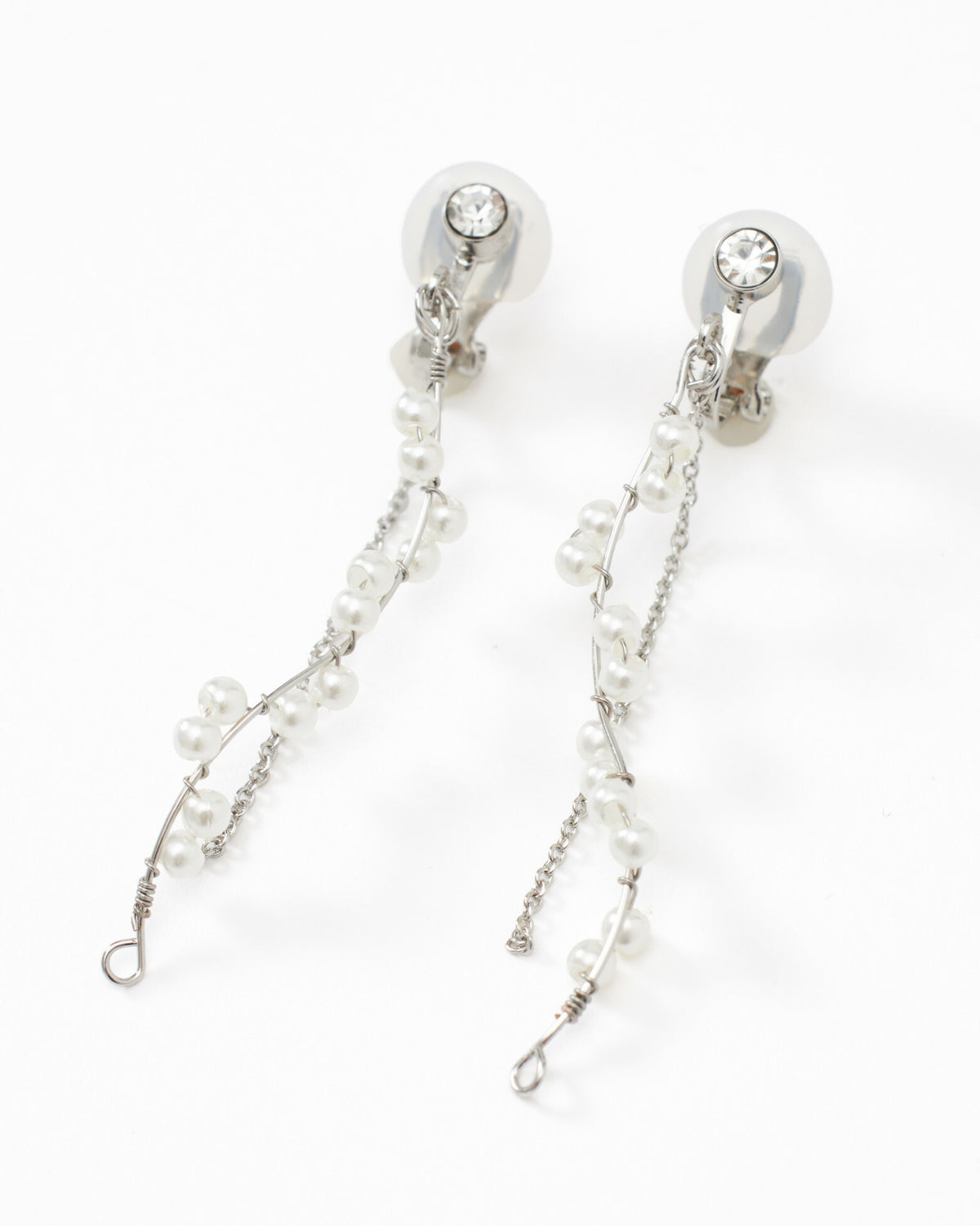 TwinkleGirlsイヤリングレディース結婚式卒業式入学式お呼ばれオールシーズン痛くなりにくいクリップ式大ぶりフラワーパール揺れるゴールド/シルバーaccessory0260