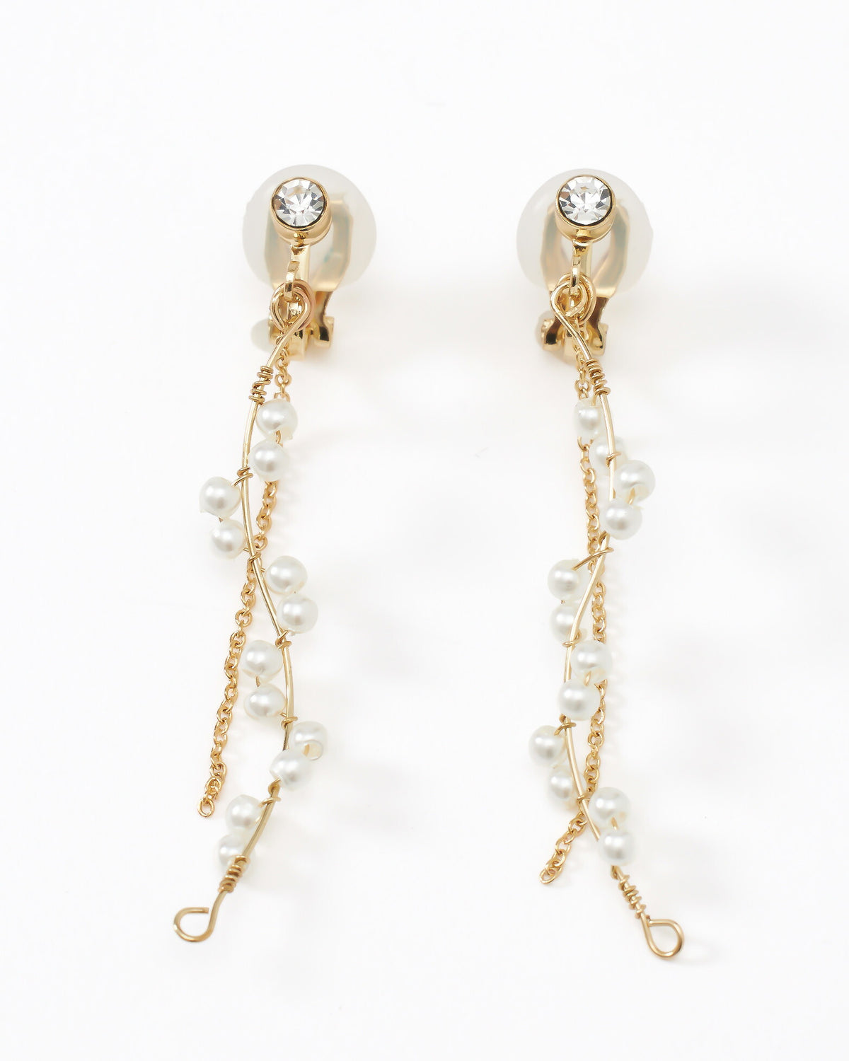 TwinkleGirlsイヤリングレディース結婚式卒業式入学式お呼ばれオールシーズン痛くなりにくいクリップ式大ぶりフラワーパール揺れるゴールド/シルバーaccessory0260