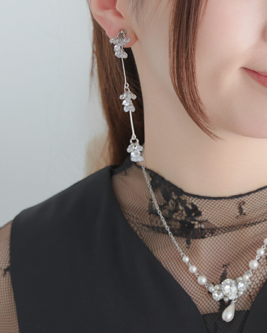 イヤリング結婚式アクセサリーパールお呼ばれ大ぶり揺れるゲストウェディング3連パーティー二次会ゴールド和装花嫁ボリュームお呼ばれ二次会